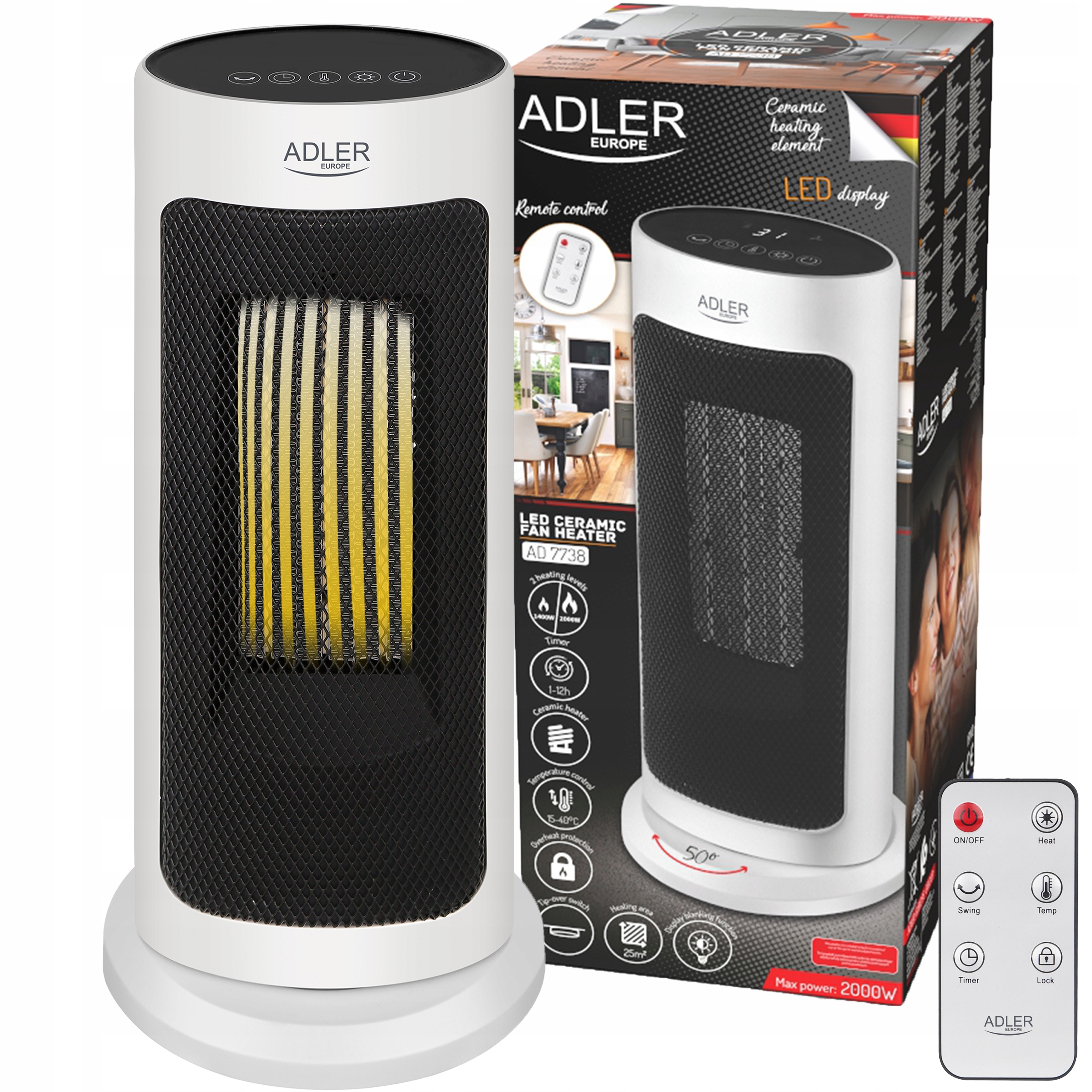 Adler AD 7738 2000 W keramický elektrický ohrievač